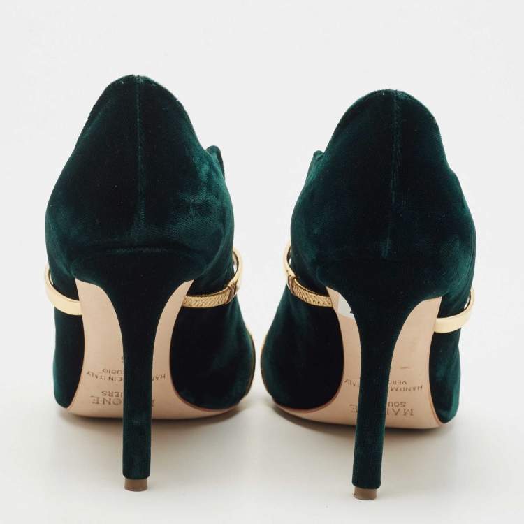 Pre Owned Malone Souliers Green Velvet Maureen Pumps Size 36