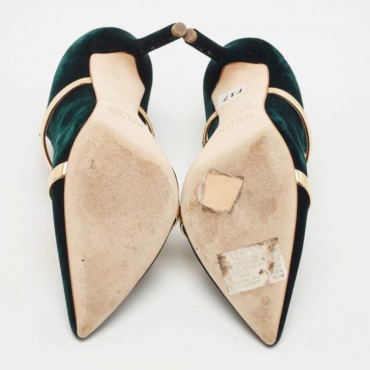 Pre Owned Malone Souliers Green Velvet Maureen Pumps Size 36