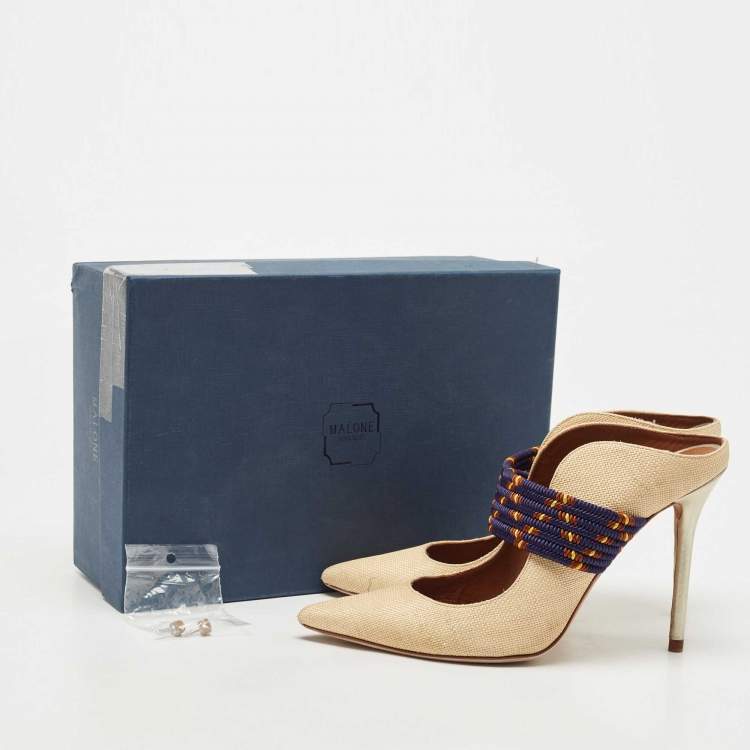 مملوكة مسبقًا Malone Souliers Beige Raffia Mara Pumps Size 39.5