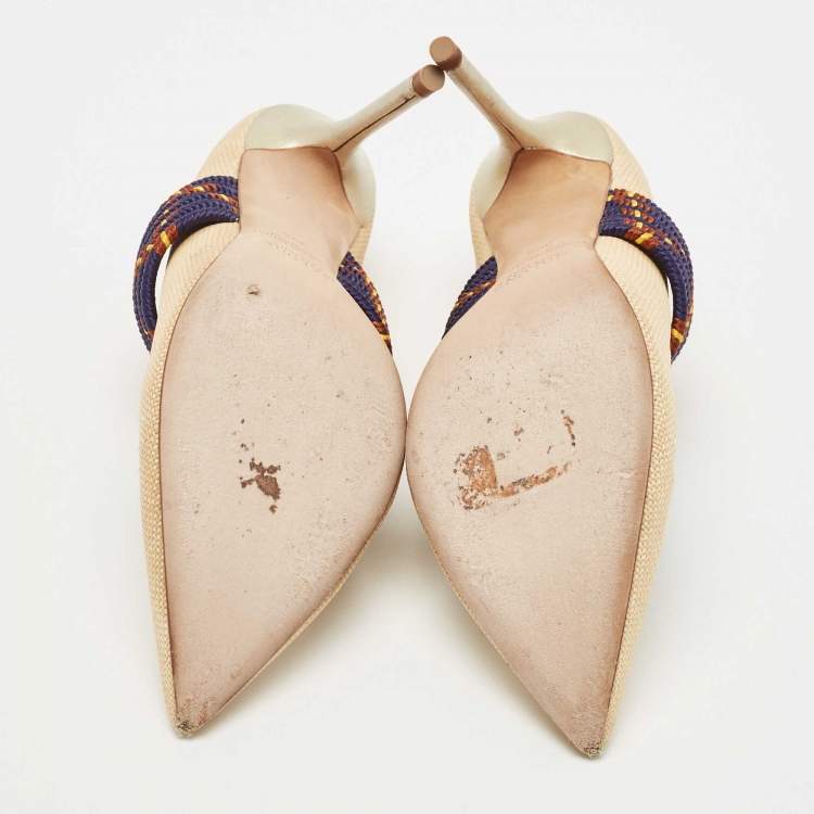مملوكة مسبقًا Malone Souliers Beige Raffia Mara Pumps Size 39.5