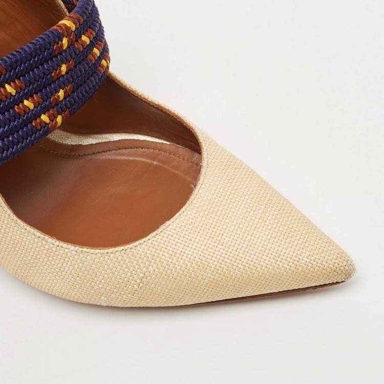 مملوكة مسبقًا Malone Souliers Beige Raffia Mara Pumps Size 39.5