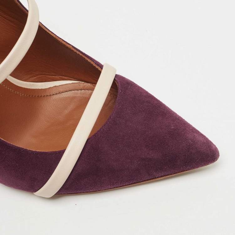 Pre Owned Malone Souliers Burgundy/Beige Suede and Leather Maureen Pumps Size 38 