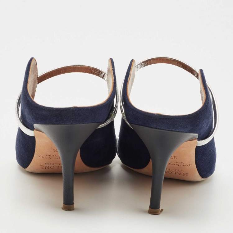 Pre Owned Malone Souliers Navy Blue Leather Maureen Pumps Size 37.5