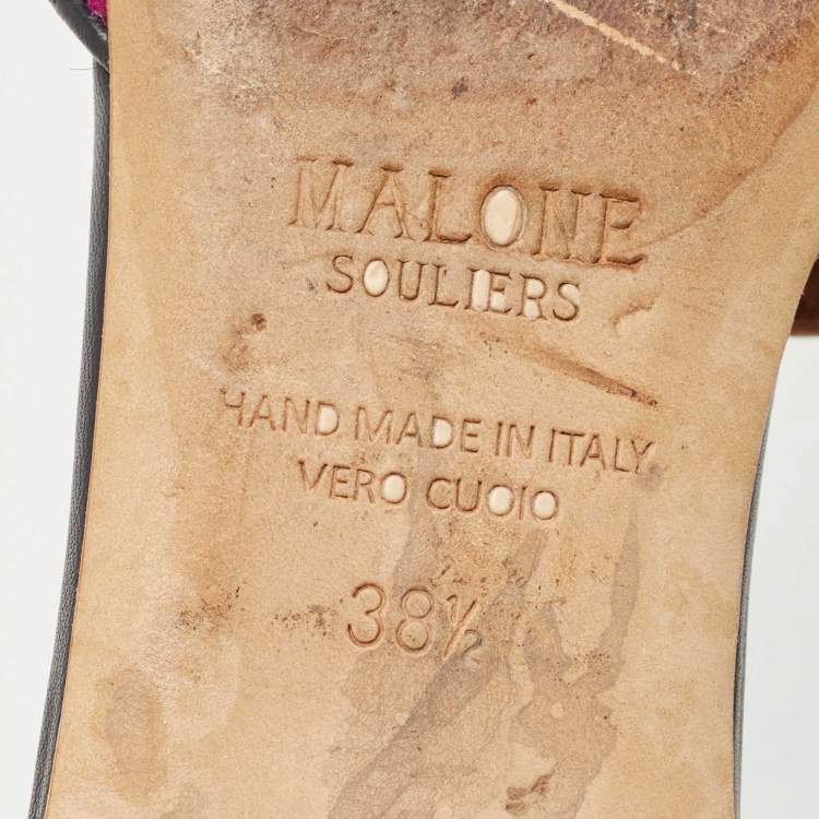 Pre Owned Malone Souliers Purple Canvas  And Suede Mules Size 38.5
