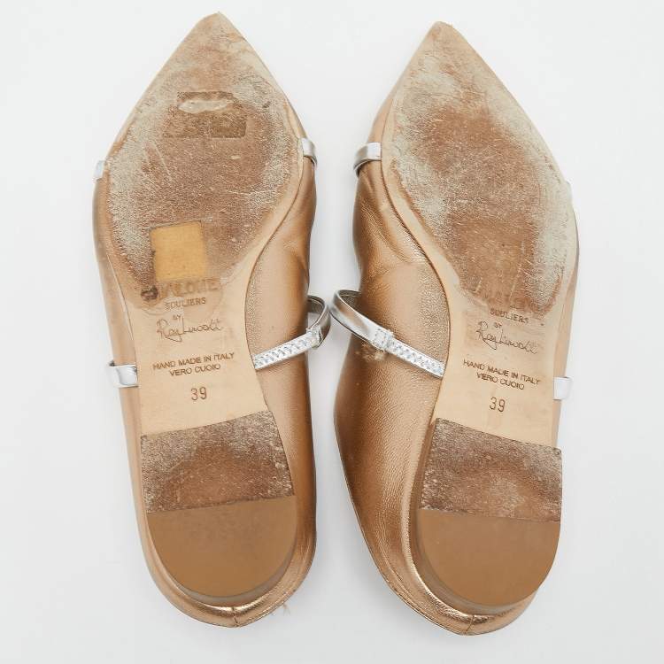 Pre Owned Malone Souliers Metallic Bronze Leather Maureen  Pointed Toe Mules Size 39