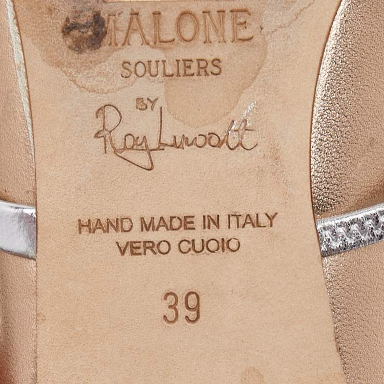 Pre Owned Malone Souliers Metallic Bronze Leather Maureen  Pointed Toe Mules Size 39