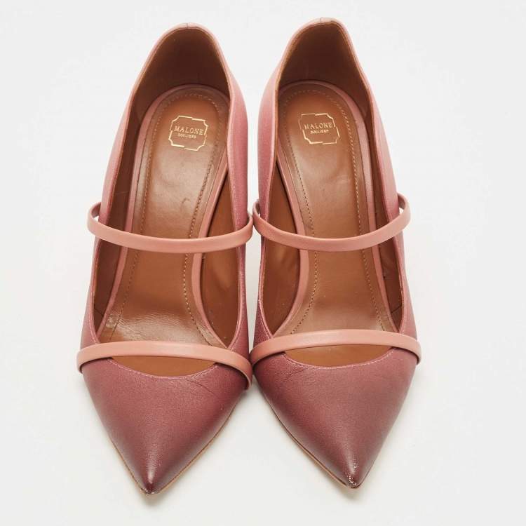 Pre Owned Malone Souliers Pink/Burgundy Leather Maureen Pointed Toe Pumps Size 40