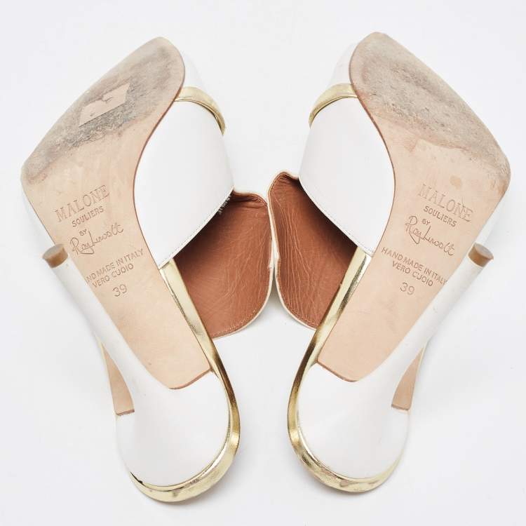 Pre Owned Malone Souliers Tricolor Leather Danielle Mules Size 39