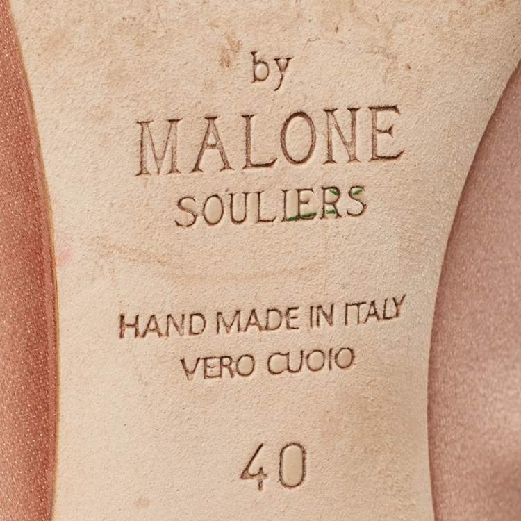 Pre Owned Malone Souliers Beige Satin Maureen Pointed Toe Mules Size 40