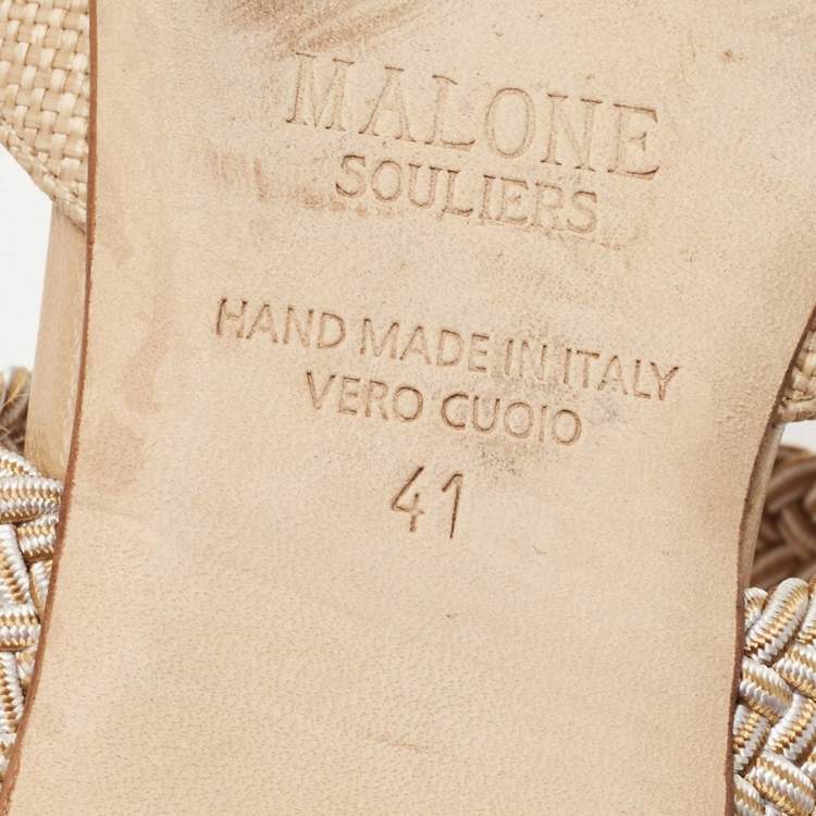 Pre Owned Malone Souliers Beige Raffia Maisie Flat Mules Size 41