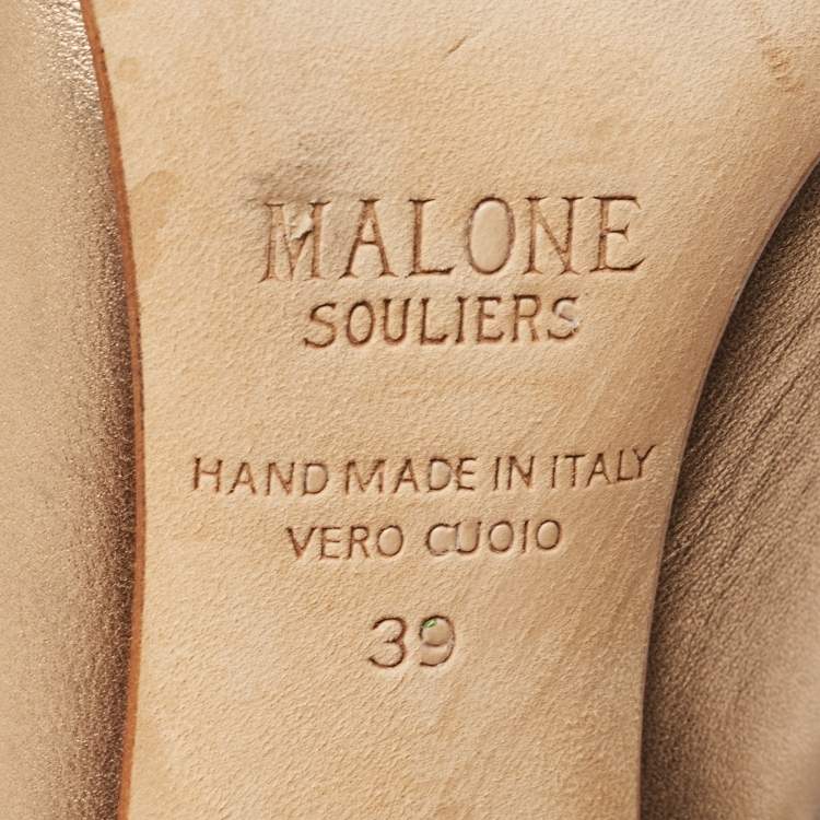 Pre Owned Malone Souliers Metallic Leather Maureen Mules Size 39