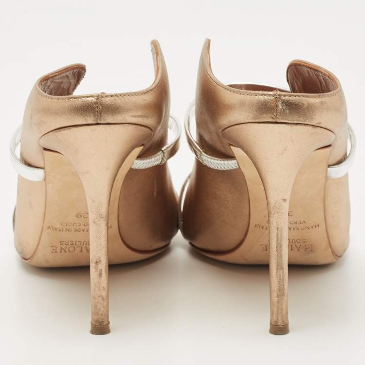 Pre Owned Malone Souliers Metallic Leather Maureen Mules Size 39