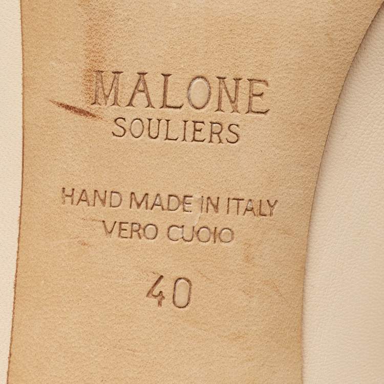 Pre Owned Malone Souliers Beige  Leather Carmen Mules Size 40