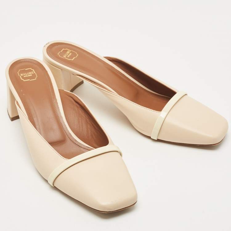 Pre Owned Malone Souliers Beige  Leather Carmen Mules Size 40