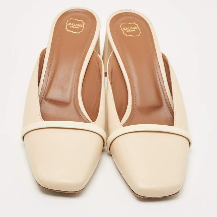 Pre Owned Malone Souliers Beige  Leather Carmen Mules Size 40