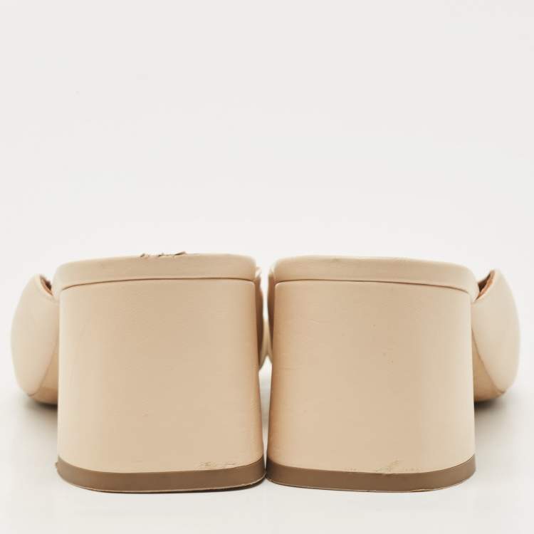 Pre Owned Malone Souliers Beige  Leather Carmen Mules Size 40