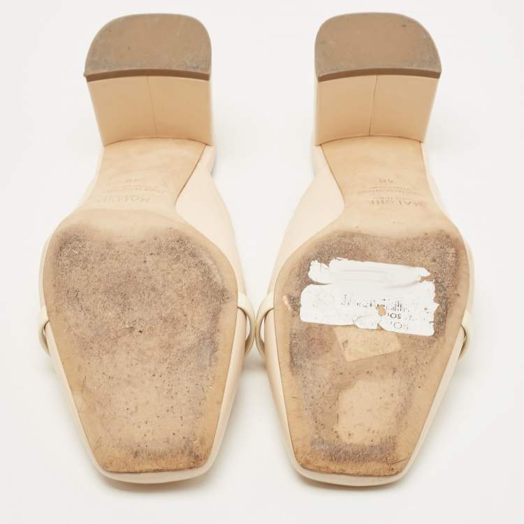 Pre Owned Malone Souliers Beige  Leather Carmen Mules Size 40
