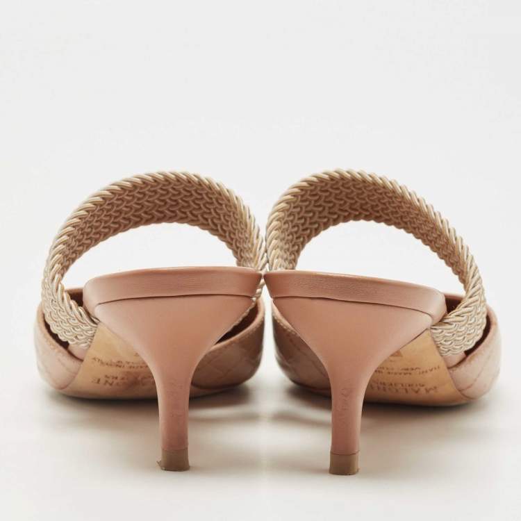 Pre Owned Malone Souliers Beige Croc Embossed Leather Maisie Mules Size 38