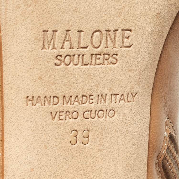 Pre Owned Malone Souliers Beige Suede and Leather Ankle Boots Size 39