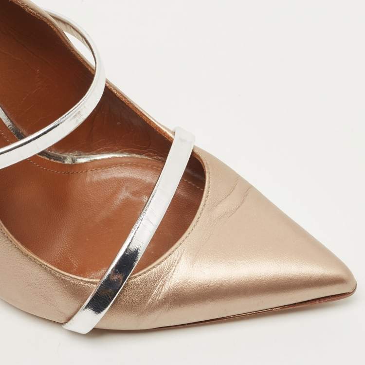 Pre Owned Malone Souliers Metallic Gold Leather Maureen Mule Pumps Size 38