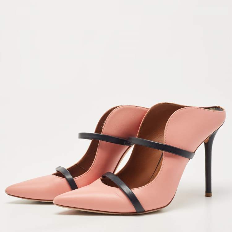 Pre Owned Malone Souliers Pink/Black Leather Maureen Pumps Size 38