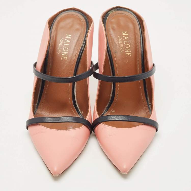 Pre Owned Malone Souliers Pink/Black Leather Maureen Pumps Size 38