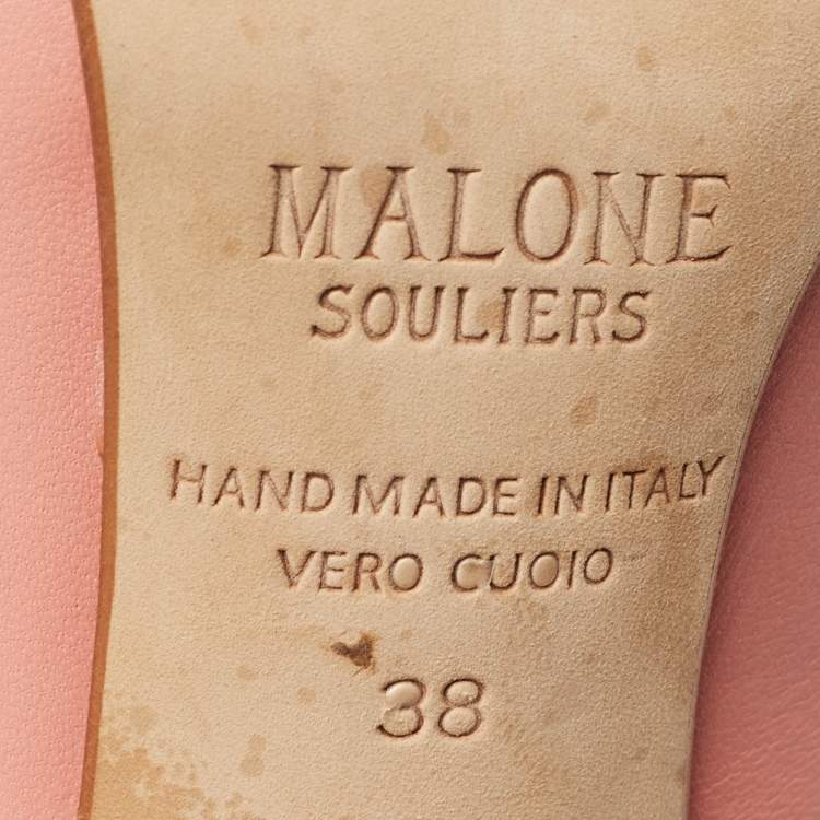 Pre Owned Malone Souliers Pink/Black Leather Maureen Pumps Size 38