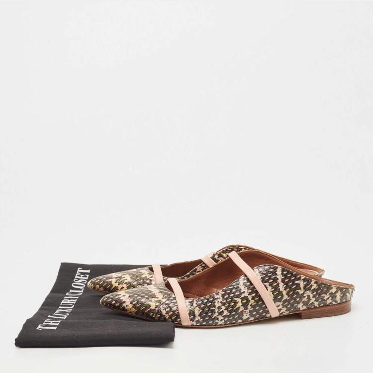 Pre Owned Malone Souliers  Multicolor Python  Maureen  Flats Size 38