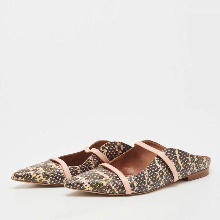 Pre Owned Malone Souliers  Multicolor Python  Maureen  Flats Size 38