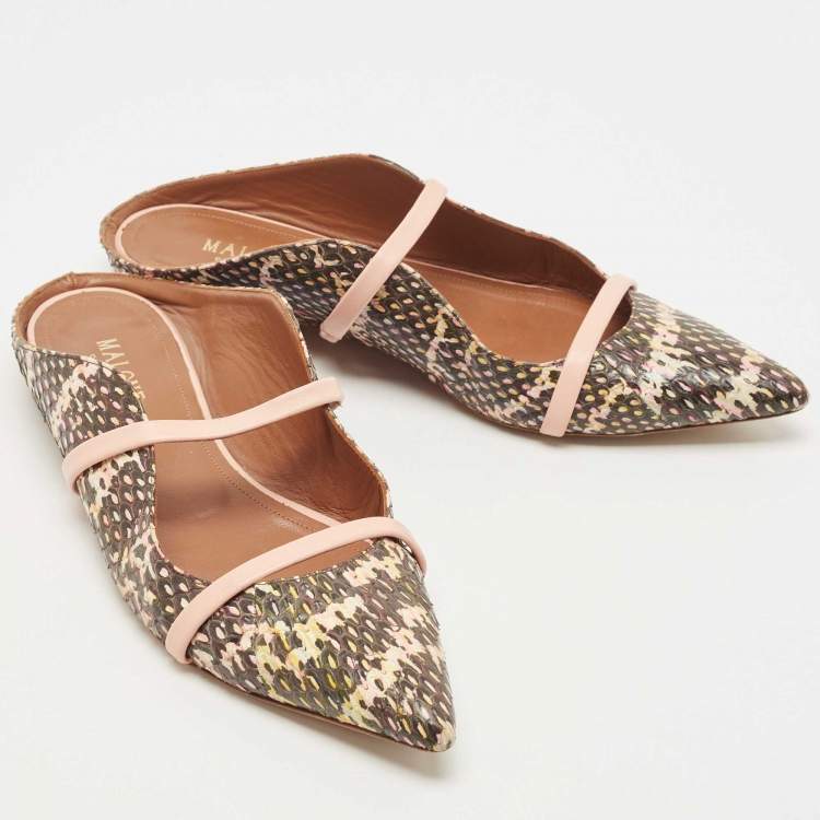 Pre Owned Malone Souliers  Multicolor Python  Maureen  Flats Size 38