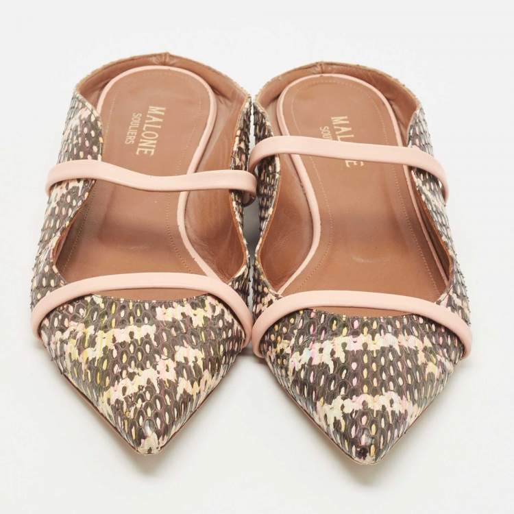 Pre Owned Malone Souliers  Multicolor Python  Maureen  Flats Size 38