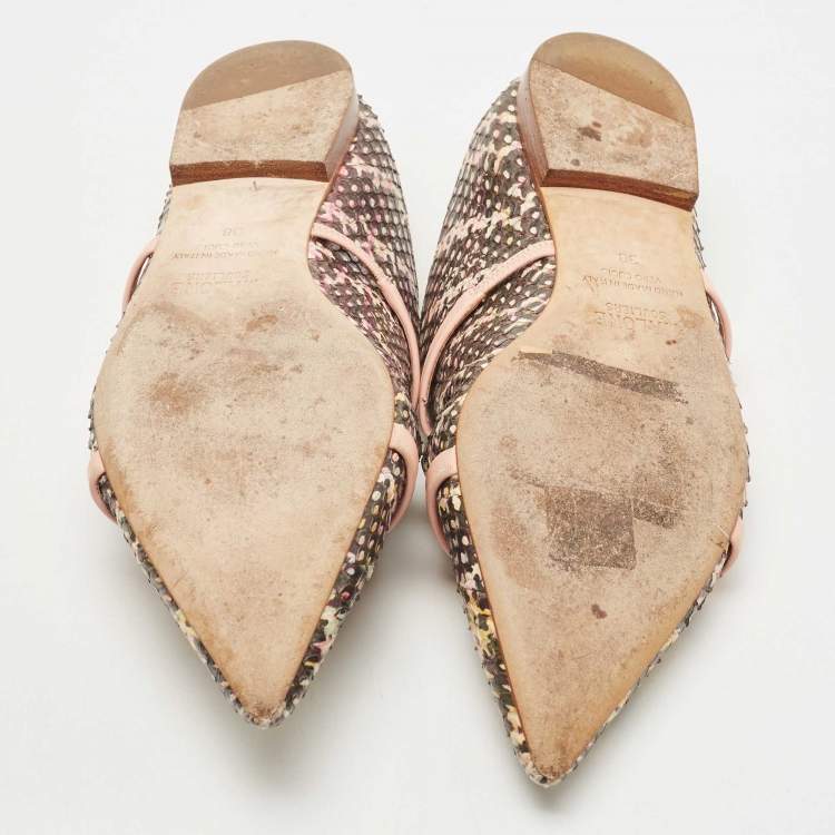 Pre Owned Malone Souliers  Multicolor Python  Maureen  Flats Size 38