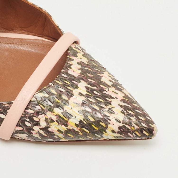 Pre Owned Malone Souliers  Multicolor Python  Maureen  Flats Size 38