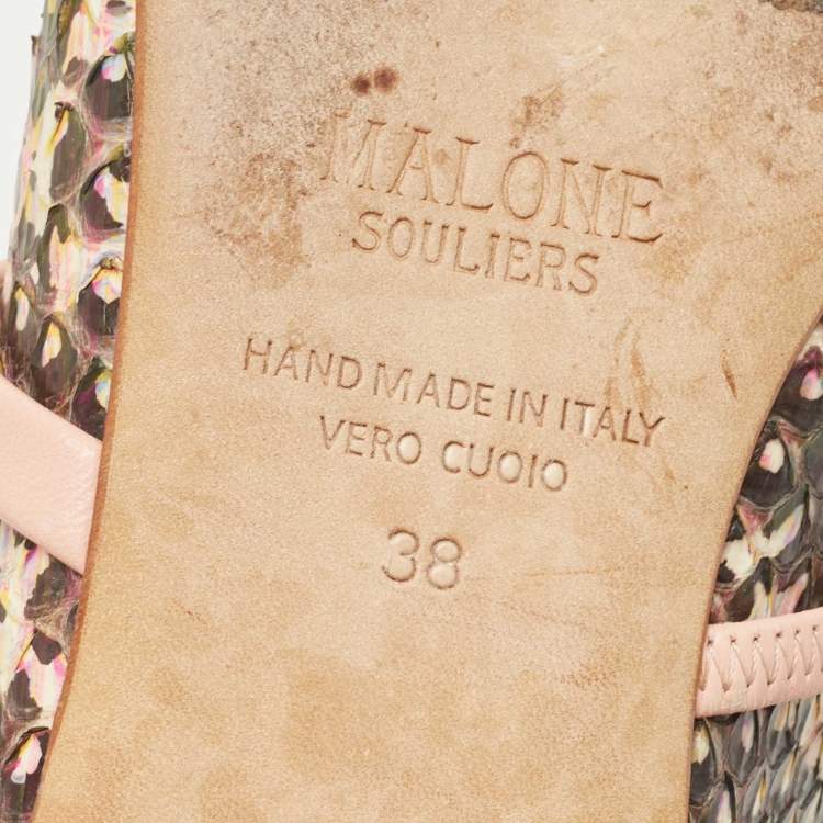 Pre Owned Malone Souliers  Multicolor Python  Maureen  Flats Size 38