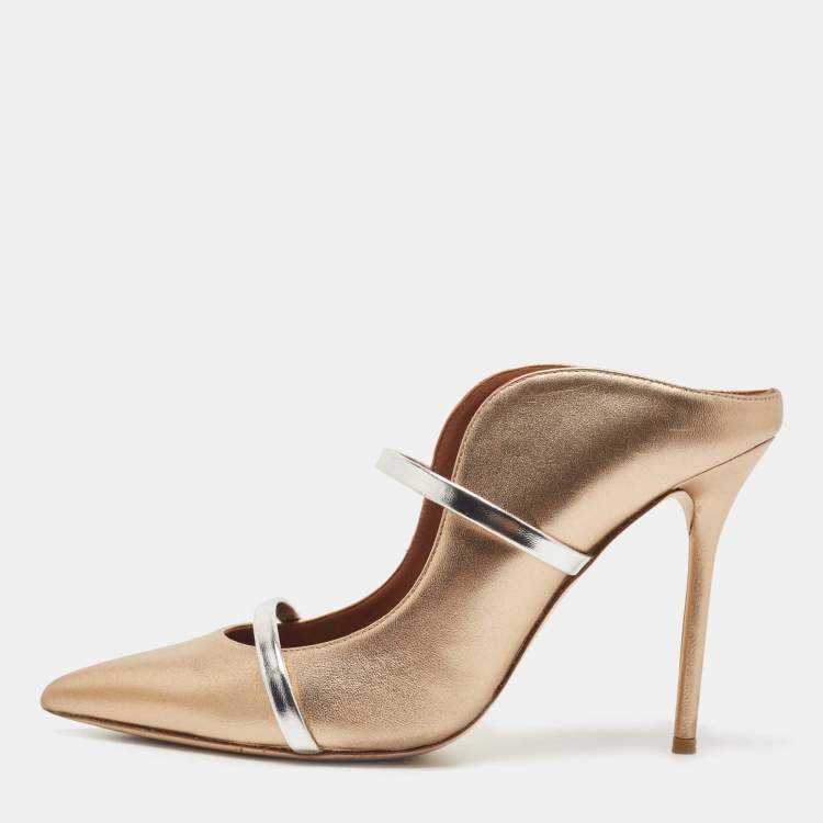 Pre Owned Malone Souliers Metallic Foil Leather Maureen Pumps Size 42