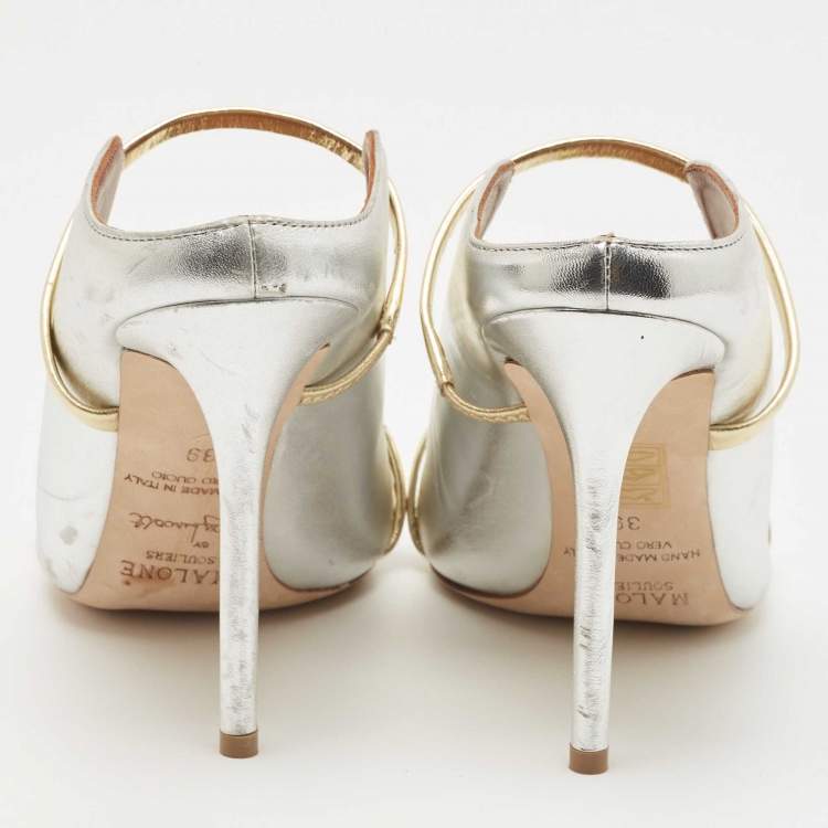 Pre Owned Malone Souliers Silver Leather Maureen Pumps Size 39