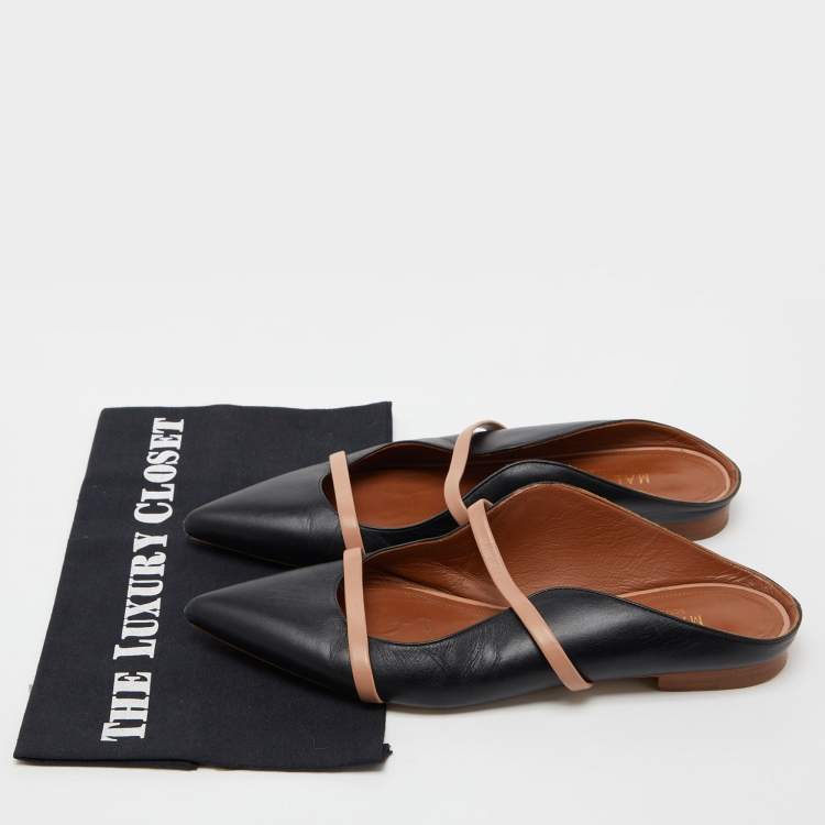 Pre Owned Malone Souliers Black Leather Maureen Flat Mules Size 39