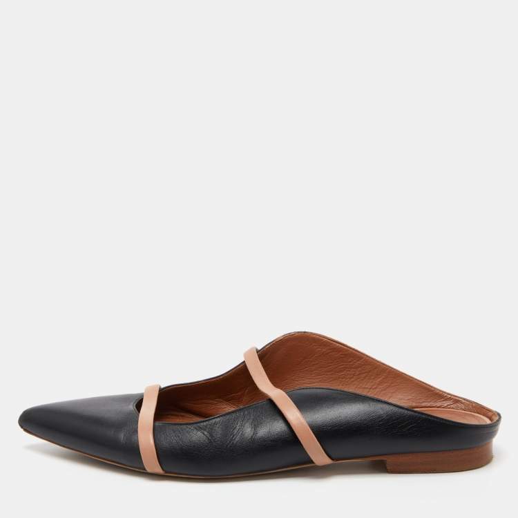 Pre Owned Malone Souliers Black Leather Maureen Flat Mules Size 39