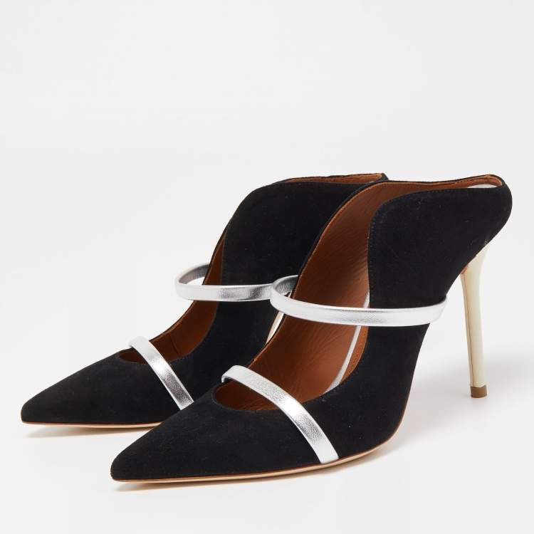 Pre Owned Malone Souliers Black Suede Maureen Slide Sandals Size 36