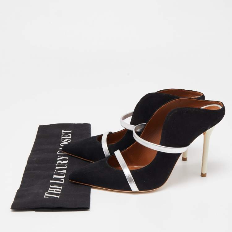 Pre Owned Malone Souliers Black Suede Maureen Slide Sandals Size 36