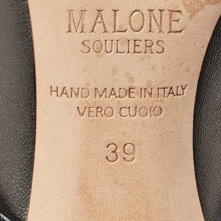 Pre Owned Malone Souliers Metallic Leather Maureen Pointed Toe Mules Size 39