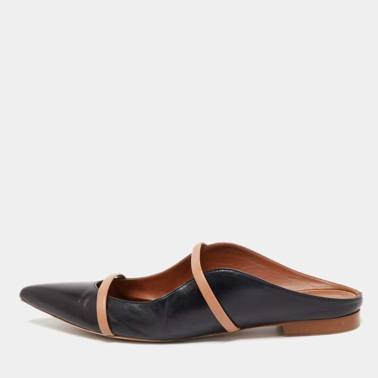 Pre Owned Malone Souliers Black Leather Maureen Flats Size 42