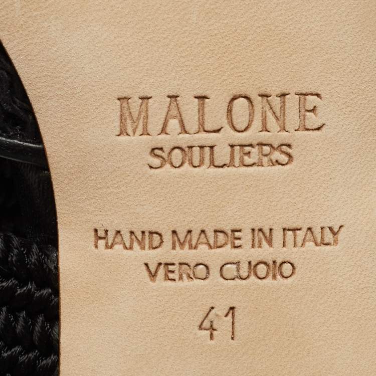 Pre Owned Malone Souliers Black Mesh and Leather Maisie Mules Size 41