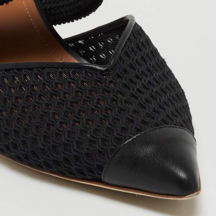 Pre Owned Malone Souliers Black Mesh and Leather Maisie Mules Size 41