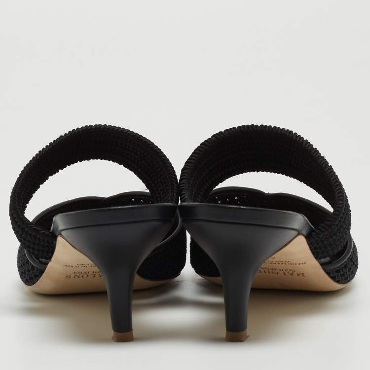 Pre Owned Malone Souliers Black Mesh and Leather Maisie Mules Size 41