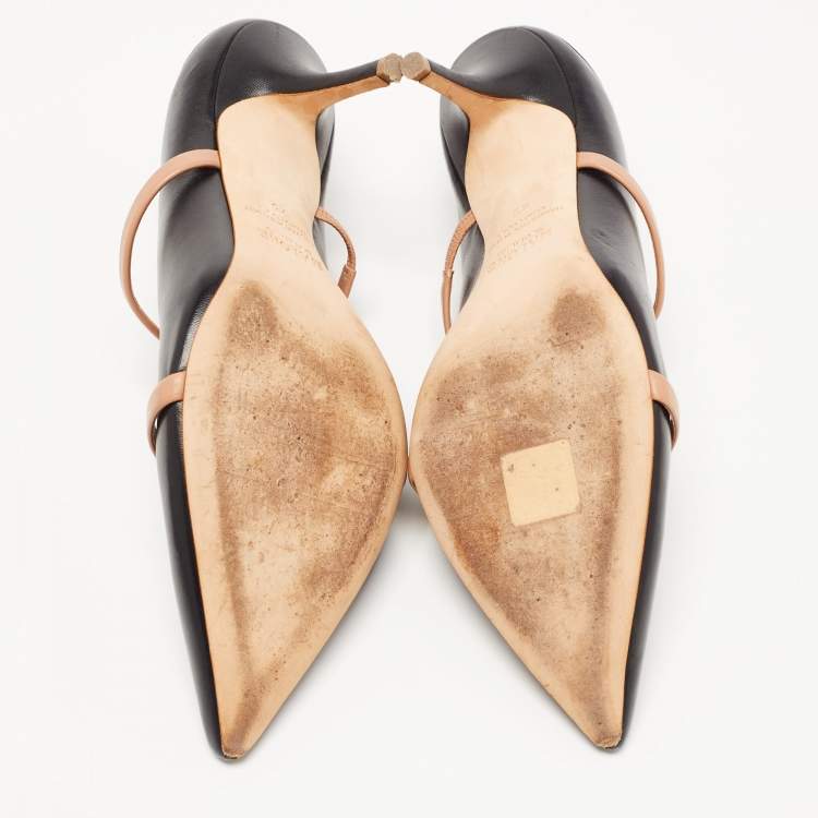 Pre Owned Malone Souliers Black/Beige Leather Maureen Mules Size 42