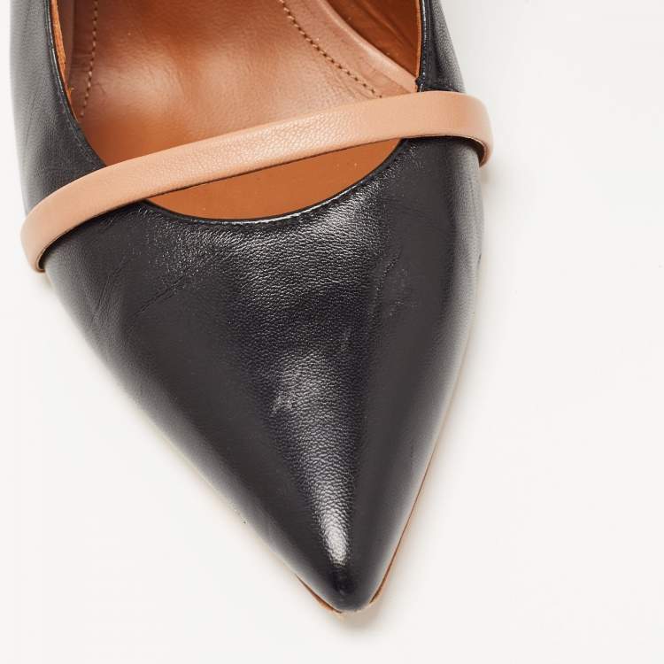 Pre Owned Malone Souliers Black/Beige Leather Maureen Mules Size 42