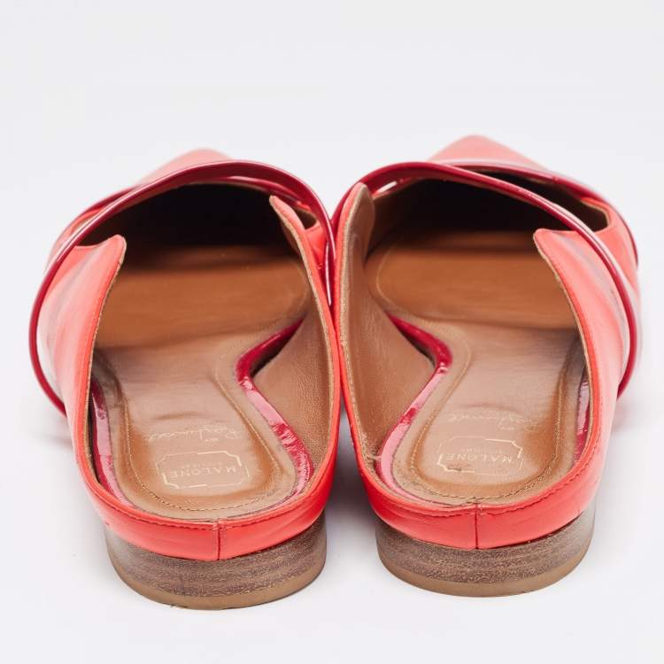 Pre Owned Malone Souliers Red Leather Maureen Flats Size 39