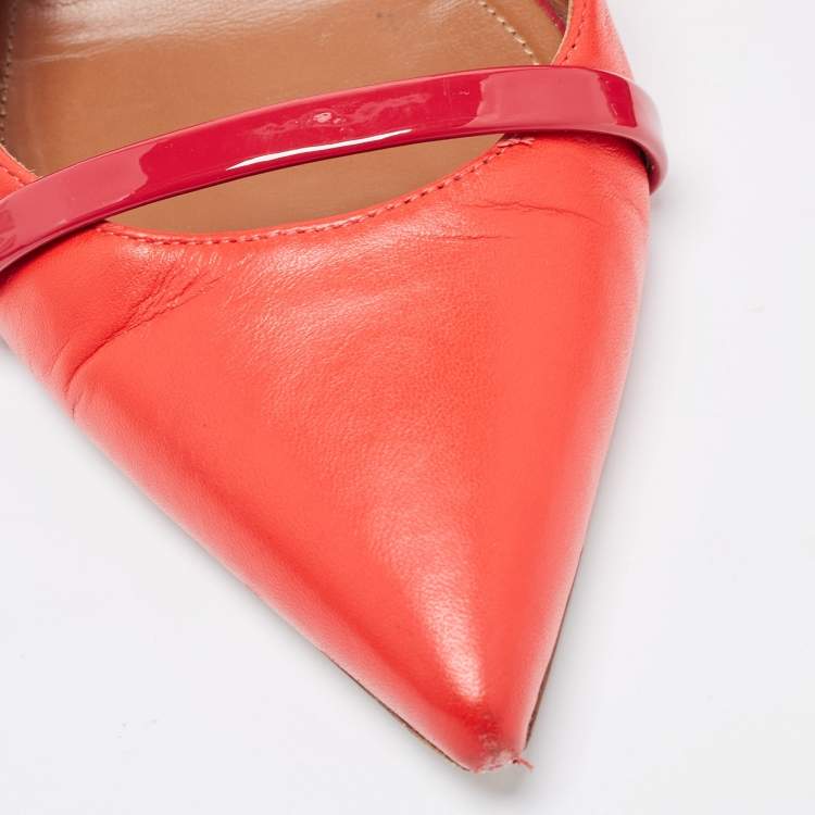 Pre Owned Malone Souliers Red Leather Maureen Flats Size 39