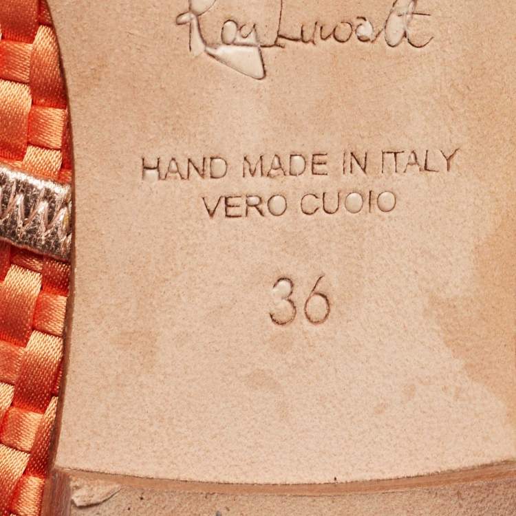 مملوكة مسبقًا Malone Souliers Orange Woven Satin Maureen Flat Mules Size 36